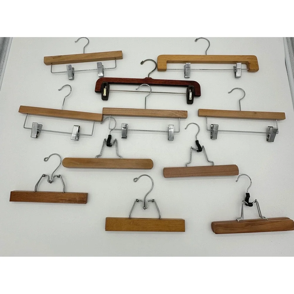 Wooden Pant‎ Skirt Hangers Lot of 11 Vintage Style Brown